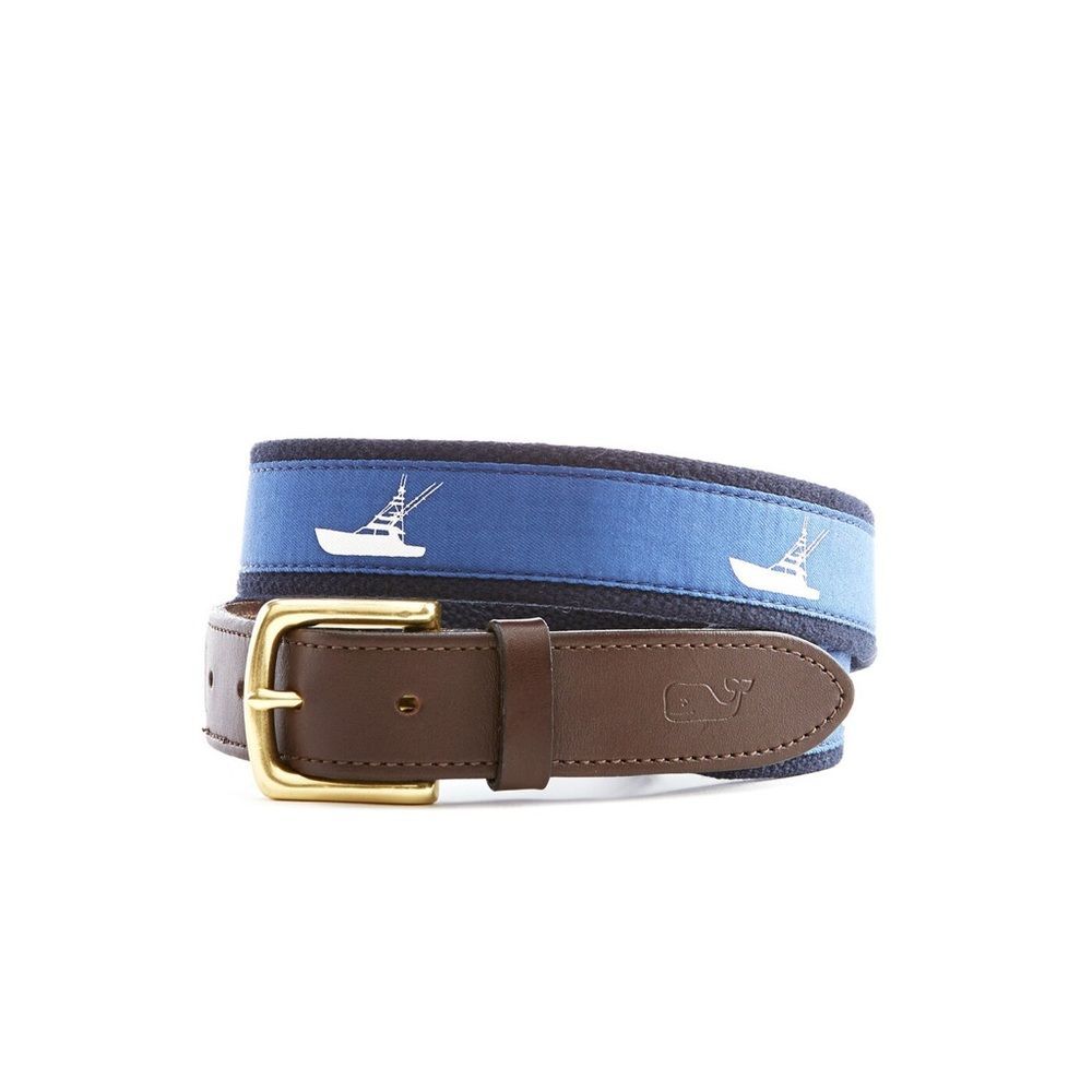 Vineyard Vines Sportfisher Canvas Leather Preppy Nautical Casual Club Belt 34 - Picture 2 of 10